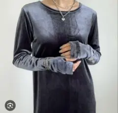 しまむら annaさんコラボ ベロアワンピース　ブラックM