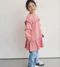 新品　apres les cours フリル付きピンクチェックワンピース