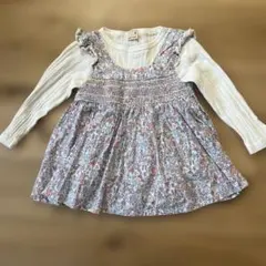 petit main 花柄フリルトップス