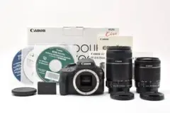 【全国送料無料】 Canon EOS Kiss X7✨ショット数わずか！ 元箱付き 超望遠 ダブルレンズセット ズームセット✨ 届いたらすぐに使えます✨ キヤノン キャノン キヤノン（Canon） Canon EOS kiss X7 レンズキット ホワイト SDカード