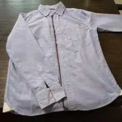 青 ボタンダウンシャツ 胸ポケット付き