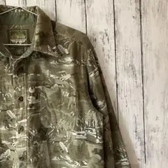 【平成Y2K】エディーバウアー ダックハント 鳥猟犬 カモ柄 カモフラシャツ M