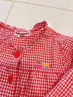 定価12000円 ミキハウス チェック柄ブラウス 100cm 女の子 さくらんぼ