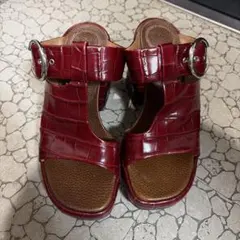 Chloe クロエ サンダル クロコ型押し レッドのサムネイル