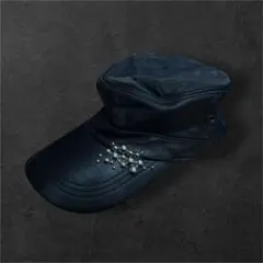 남성용 캡 상자 인조 가죽 스터드 블랙