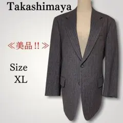 高島屋　メンズ　テーラードジャケット　ビジネススーツ　ストライプ　古着　ブラウンのサムネイル