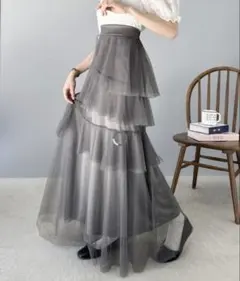 mily bilet アシメトリーフリルチュールスカート