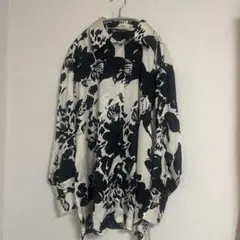 ZARA ザラ モノトーン 花柄 総柄シャツ ブラウス 長袖 美品 ユニセックス