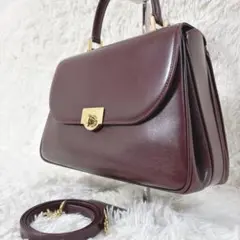 【美品】BALLY バリー　2way ハンドバッグ　ターンロック　レザー　自立