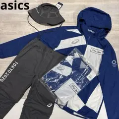 アシックス★ジャケット撥水★パンツ裾着脱可能★４点セット【メンズ サイズM.L】