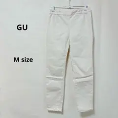 GU ジーユー　クロップドレギンスパンツ M ホワイト ウエストゴム