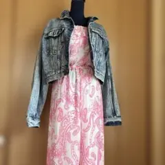 柔らかシフォン✨フリルベアトップ✨優しいペイズリー柄オールインワン✨パンツ