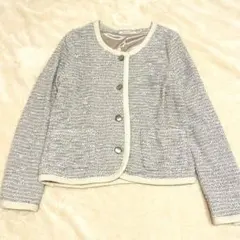 【美品】THE SHOP TK ニットカーディガン ツイード グレー アイボリー