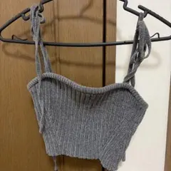 VIS グレー リブ編み ビスチェ