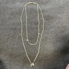 クリスタルビーズ ロングネックレス 2連