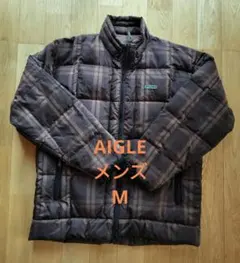 AIGLE　ブラウン チェック柄 ダウン　コンポシステムインナー　ヴィンテージ