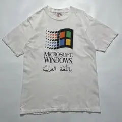90s ウィンドウズ95 ビンテージTシャツ L 白系 アラビア語版○8397Bのサムネイル