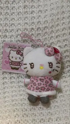 匿名発送 サンリオ ヒョウ柄 ギャルキティ マスコット ぬいぐるみチャーム 白色