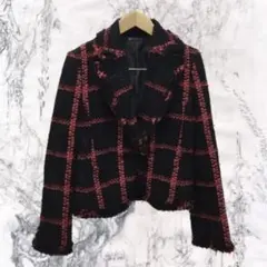 チェック柄 ラメツイードジャケット