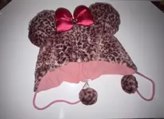 ヒョウ柄ミッキー耳帽子