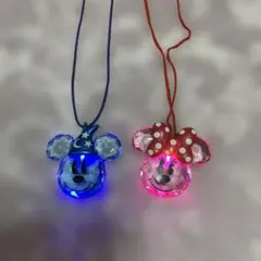 ミッキーマウス ミニーマウス LEDネックレス 2点