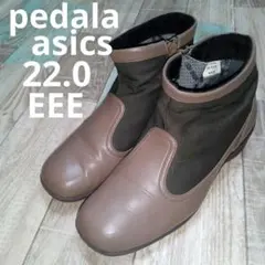 pedala　22　ペダラ　asics　ショートブーツ　レザー　ナイロン　EEE