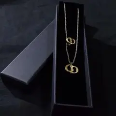 【希少】Dior ヴィンテージ ネックレス＆イヤリングCDロゴ フェードゴールド