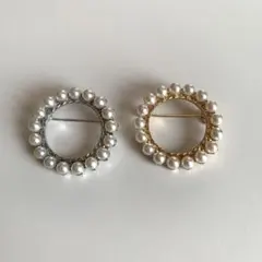 サークルパールブローチ　2色セット