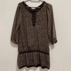 SOUP 花柄 五分袖 ブラウス 9号 M シフォン チュニックのサムネイル
