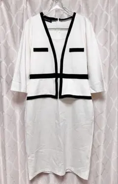 ペプラムワンピース バイカラー ドレス