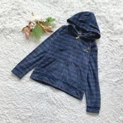 ✨良品✨ (M~L) ジップアップパーカー フーディー 長袖 刺繍ロゴ ボーダー