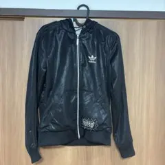 adidas ジップアップパーカー M ブラック ラインストーン付き