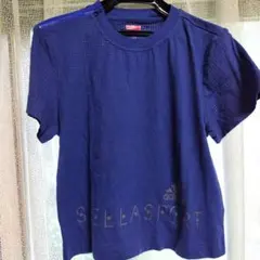 新品✨adidas STELLASPORT ブルー水玉メッシュ✨半袖TシャツM