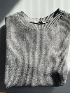 ZARA グレー リブ編み 長袖セーターM