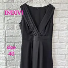 インディヴィ indivi ノースリーブワンピース 黒 ブラック L シアー