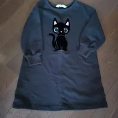 H&M 黒猫刺繍 長袖ワンピース (98/104)