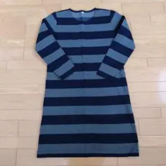 ネイビーグレー ストライプ Mサイズ ワンピース／無印良品