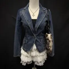 平成ギャル　y2k グランジ　Gジャン　デニムジャケット　テーラード　タイト