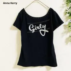 アンナケリー 半袖Tシャツ カットソー M 黒　スパンコールロゴ　華やか　着回しのサムネイル
