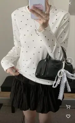 WEGO/長袖【水玉】ドット柄タイトトップス/ロンT