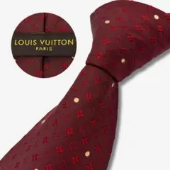 LOUIS VUITTON シルクネクタイ モノグラム ドット柄 ボルドー