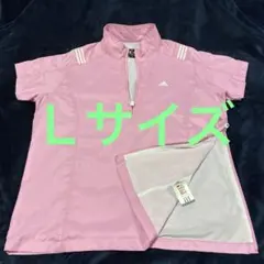 アディダス ゴルフウェア 半袖 ハーフジップシャツ ピンク レディース Lサイズのサムネイル