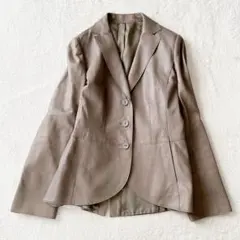 レリアン Leilian ラムレザージャケット 羊革100% グレージュ M