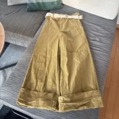 ⭐️ADAM ET ROPE⭐️アダムエロペ⭐️オリーブ色⭐️ワイドパンツベルト付き⭐️