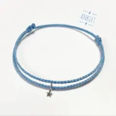 アンクレット　ミサンガ　アクセサリー　レディース　ハンドメイド　スカイブルー