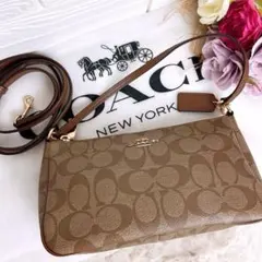 未使用☆COACHコーチ 2wayショルダーバッグ シグネチャー ブラウンのサムネイル