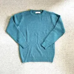 クルーネック ニットセーター ターコイズ　水青