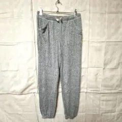キャットアンドジャック イージーパンツ 裾リブ メランジ XL 灰 ポリエステル