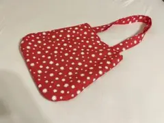 ハンドメイド　ラウンドトートバッグ　花柄　赤