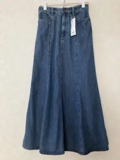 GU ライトデニムフレアマキシスカート 67 BLUE Mサイズ